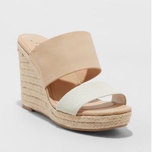 A New Day Two Band Espadrille Wedge Slide Sandals